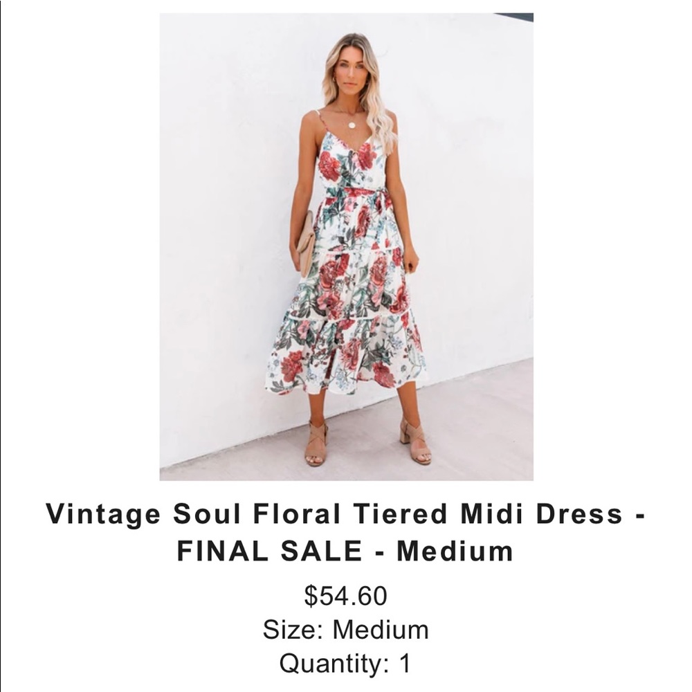 Vintage Soul Floral Tiered Midi Dress